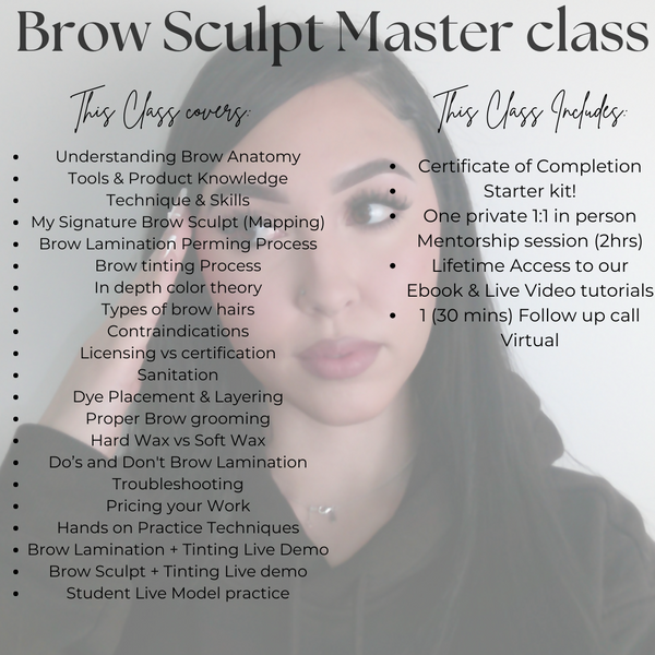 Brow MasterClass- Brow Lamination + Brow tinting (2 Day)